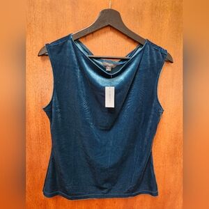 Banana Republic Teal Velvet Cowl Neck Tank Blouse ~M~ NWT!